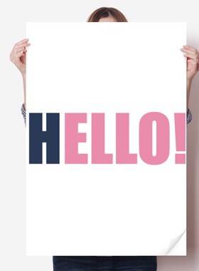 英文Hello你好流行语海报贴纸80x55cm墙贴纸卧室家居装饰