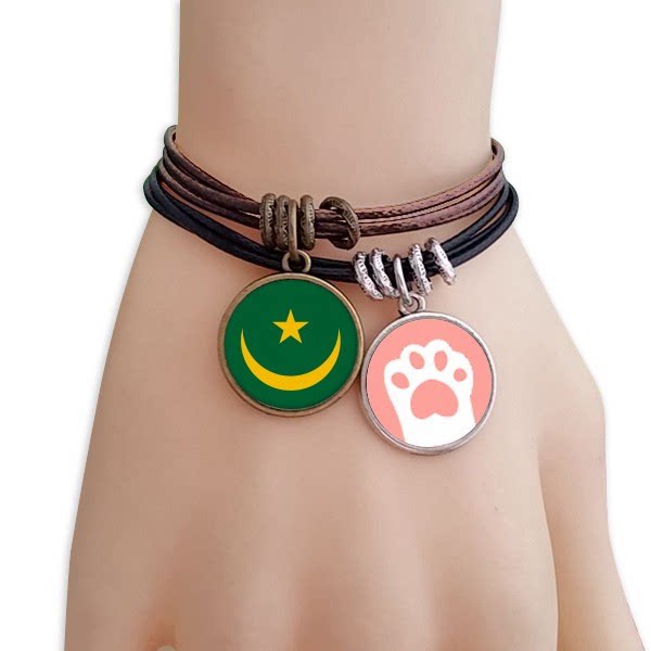 毛里塔尼亚吉祥如意共和国非洲国徽黑棕手链对饰品猫咪礼物礼品