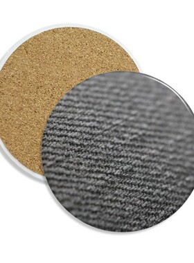 灰色亚麻布料纹理圆形陶瓷杯垫水杯隔热垫2片装茶道