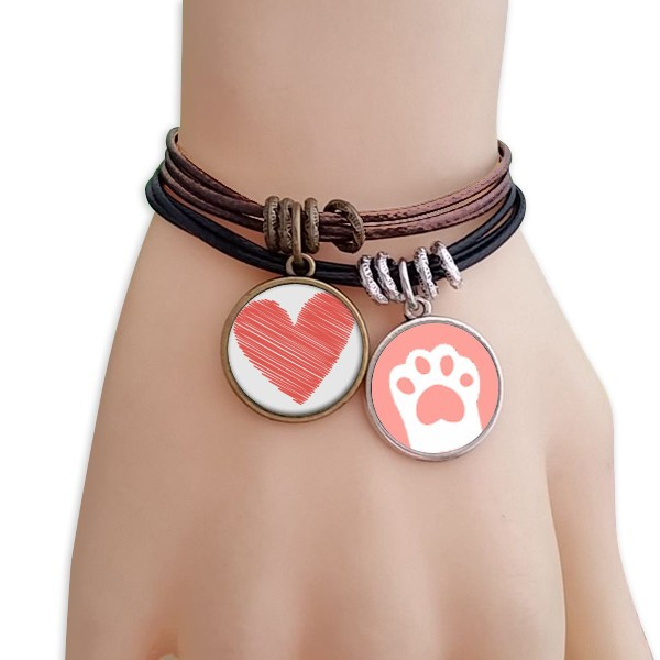 情人节心形密集线条涂鸦黑棕手链对饰品猫咪礼物礼品自带仙气