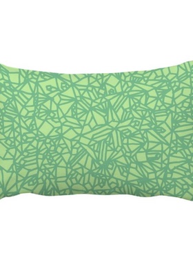 绿色花纹抽象线条树叶抱枕靠枕腰枕沙发靠垫双面含芯礼物安全午睡