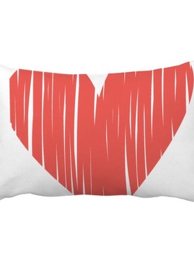 情人节红色白色心形图案抱枕靠枕腰枕沙发靠垫双面含芯礼物