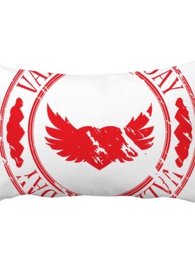 红色情人节印章翅膀爱心抱枕靠枕腰枕沙发靠垫双面含芯礼物