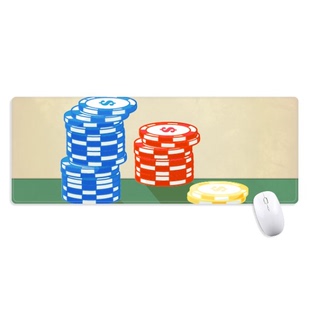 赌场筹码排列插画超大号游戏办公防滑锁边鼠标垫80x30cm礼物