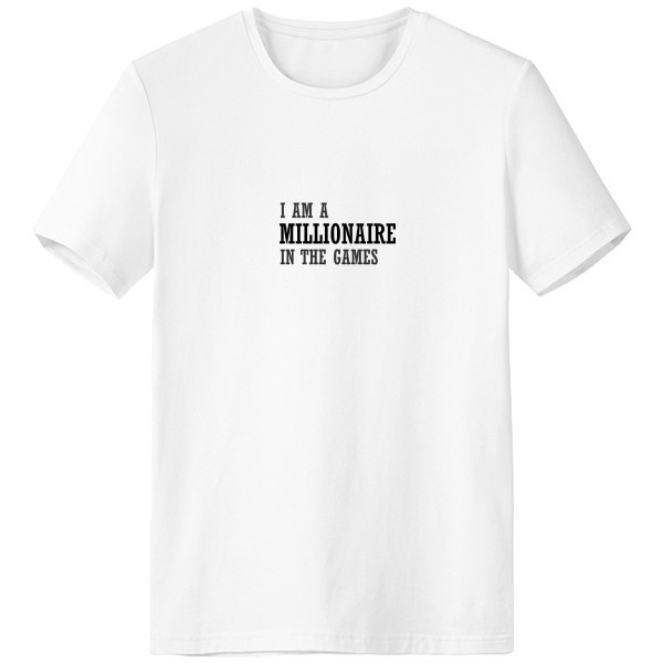 我在游戏中是百万富翁男女白色短袖T恤创意纪念衫个性上衣夏服装