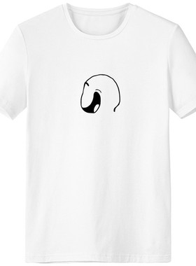 无奈的噘嘴黑色聊天表情男女白色短袖T恤创意纪念衫个性T恤衫