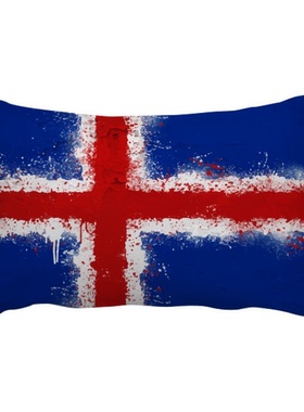 冰岛抽象国旗图案抱枕靠枕腰枕沙发靠垫双面含芯安全午睡