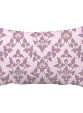 浅紫色花纹植物纹样抱枕靠枕腰枕沙发靠垫双面含芯礼物安全午睡