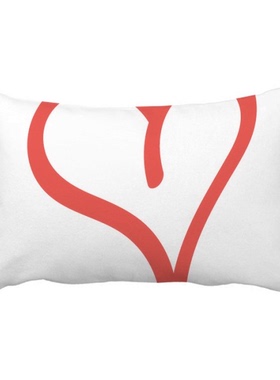 线条情人节红色心形涂鸦抱枕靠枕腰枕沙发靠垫双面含芯礼物