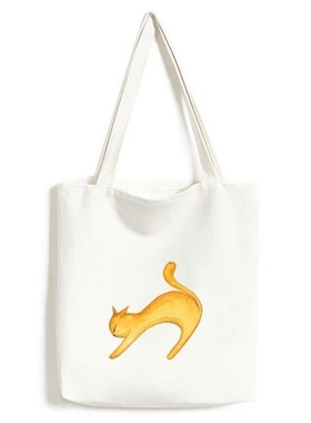 喵吉那些猫之橙色猫咪白色单肩帆布包手提袋时尚环保袋礼物手拎