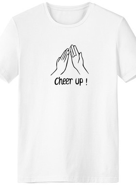 黑色掰手腕个性手势图案男女白色短袖T恤创意纪念衫个性T恤衫礼物