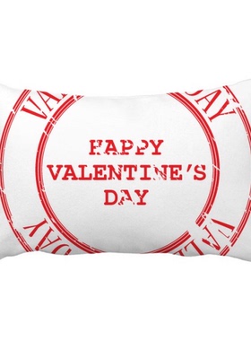 红色圆形印章情人节快乐抱枕靠枕腰枕沙发靠垫双面含芯礼物