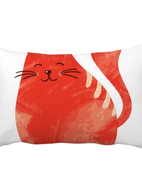 橙色卡通可爱微笑胖猫咪抱枕靠枕腰枕沙发靠垫双面含芯礼物