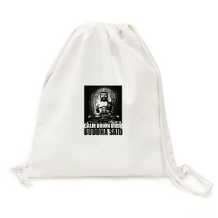 创意潮牌佛祖说兄弟冷静点帆布背包购物旅行双肩拉带抽绳书包礼物