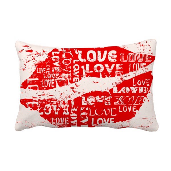吻情人节红色嘴唇Love爱情抱枕靠枕腰枕沙发靠垫双面含芯礼物