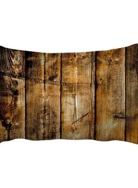 黄褐黑色木材复古不规则抱枕靠枕腰枕沙发靠垫双面含芯礼物