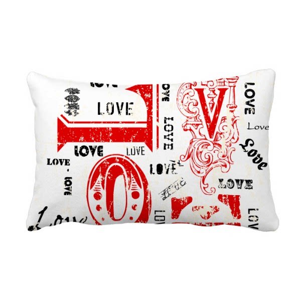 情人节红色爱情Love图案抱枕靠枕腰枕沙发靠垫双面含芯礼物