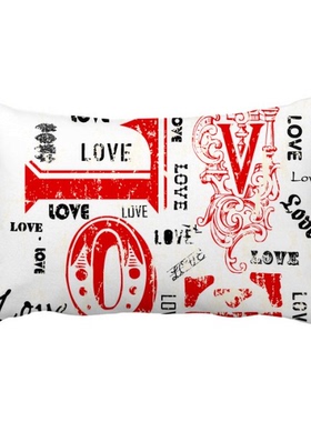 情人节红色爱情Love图案抱枕靠枕腰枕沙发靠垫双面含芯礼物