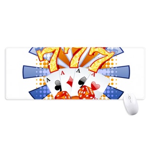 赌场骰子筹码扑克插画纹样超大号游戏办公防滑锁边鼠标垫80x30cm