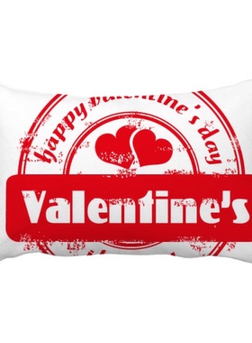 邮戳情人节快乐红色印章抱枕靠枕腰枕沙发靠垫双面含芯礼物