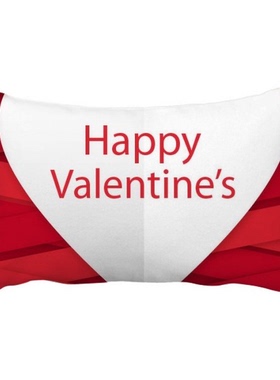 情人节快乐红色丝带抱枕靠枕腰枕沙发靠垫双面含芯礼物安全午睡