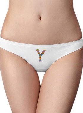 Y字母水果有趣可爱插画图案女士美丽白色无痕内裤丁字裤1片装礼物