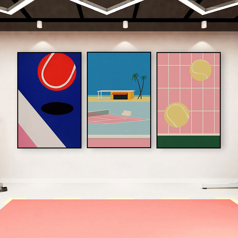 多巴胺网球俱乐部主题装饰画体育馆运动中心壁画球场休息室挂画