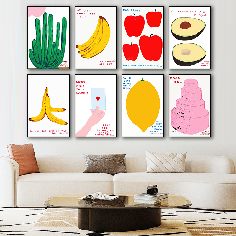 波普风装饰画韩国水果插画小众艺术客厅挂画潮流版画卧室房间壁画图片