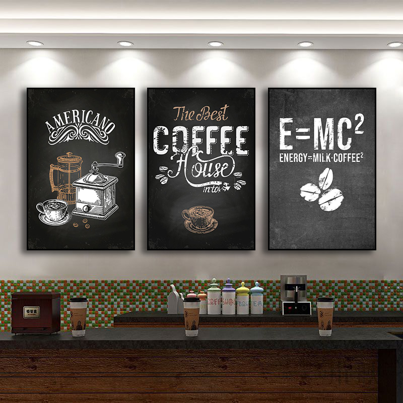 咖啡店黑白工业风装饰画