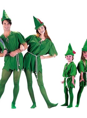 COS万圣节绿色精灵罗宾Peter Pan成人儿童小飞侠彼得潘小绿人服装