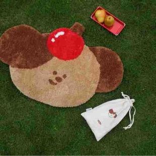 苹果小狗植绒地毯卧室床边毯家居客厅沙发毯簇绒地垫浴室吸水脚垫