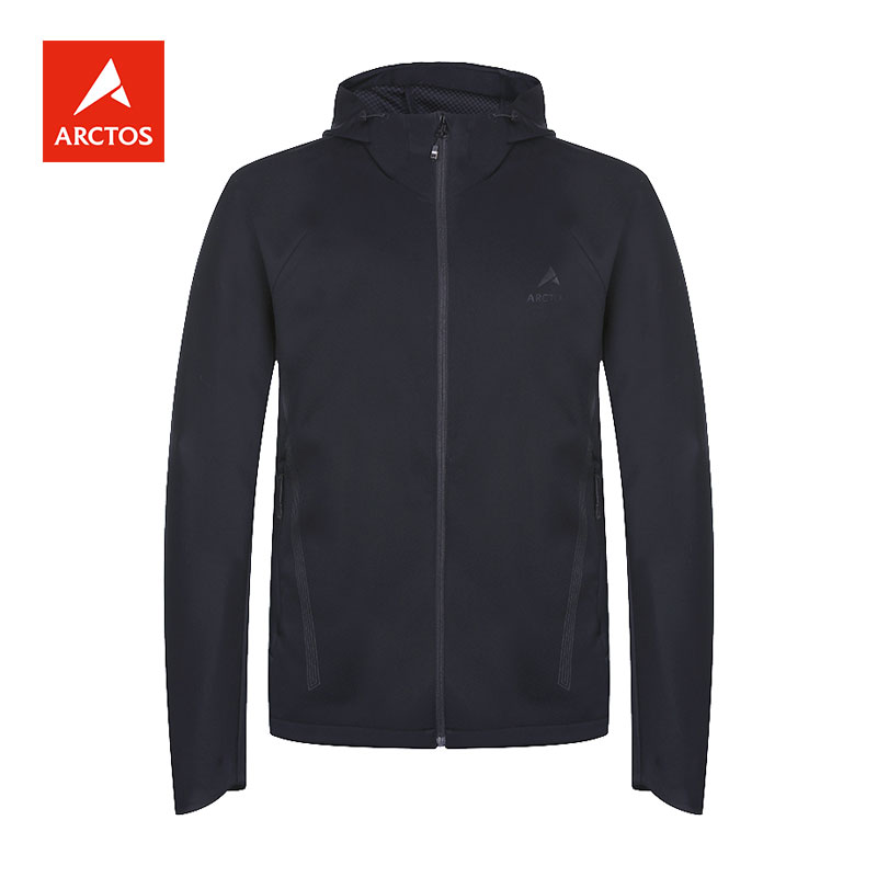 特价极星秋冬男户外防风连帽软壳衣 保暖加薄绒休闲外套AGJD21437