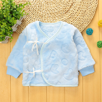 新生婴儿秋冬季保暖衣服男女宝宝加绒加厚绑带和尚服上衣0-3个月