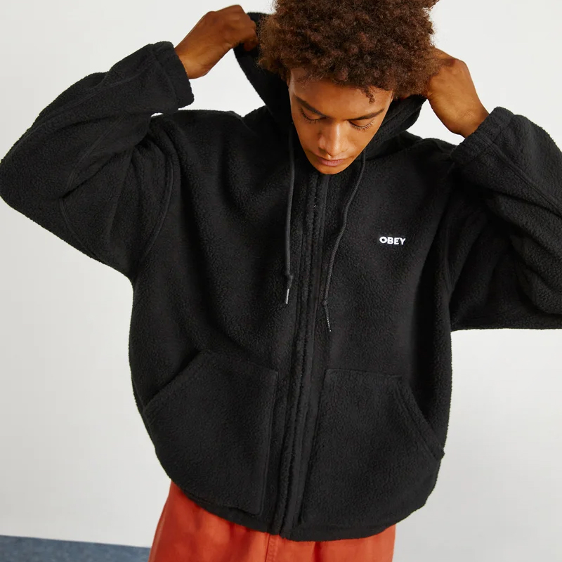 Obey街头潮流进口摇粒绒连帽夹克