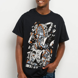 代购 美版 市井店 Cruz 潮牌嘻哈街舞滑板Macro印花T恤 Santa