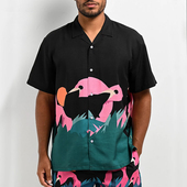 代购 市井店 Duvin 美版 潮牌嘻哈街舞滑板MingoDesign印花衬衫