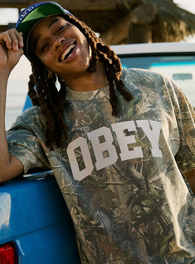 【代购】市井店 Obey 美版潮牌嘻哈街舞滑板Leaf Camo迷彩T恤