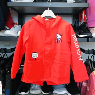 安踏童装春秋冬女小童HelloKitty中长款双层薄绒运动外套36919640