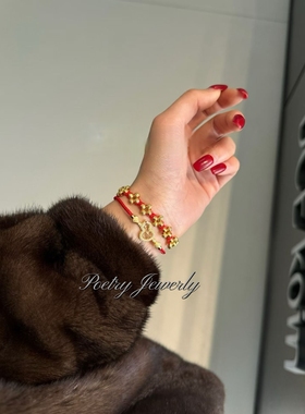 新年礼物S925纯银葫芦红绳手链