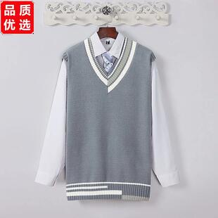 学院风背心毛衣dk/jk制服套装男ins港风潮流针织衫情侣装学生班服