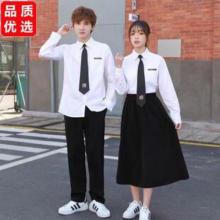 班服学院风高中生夏韩版ins港风女生裙子男生衬衫合唱表演毕业服