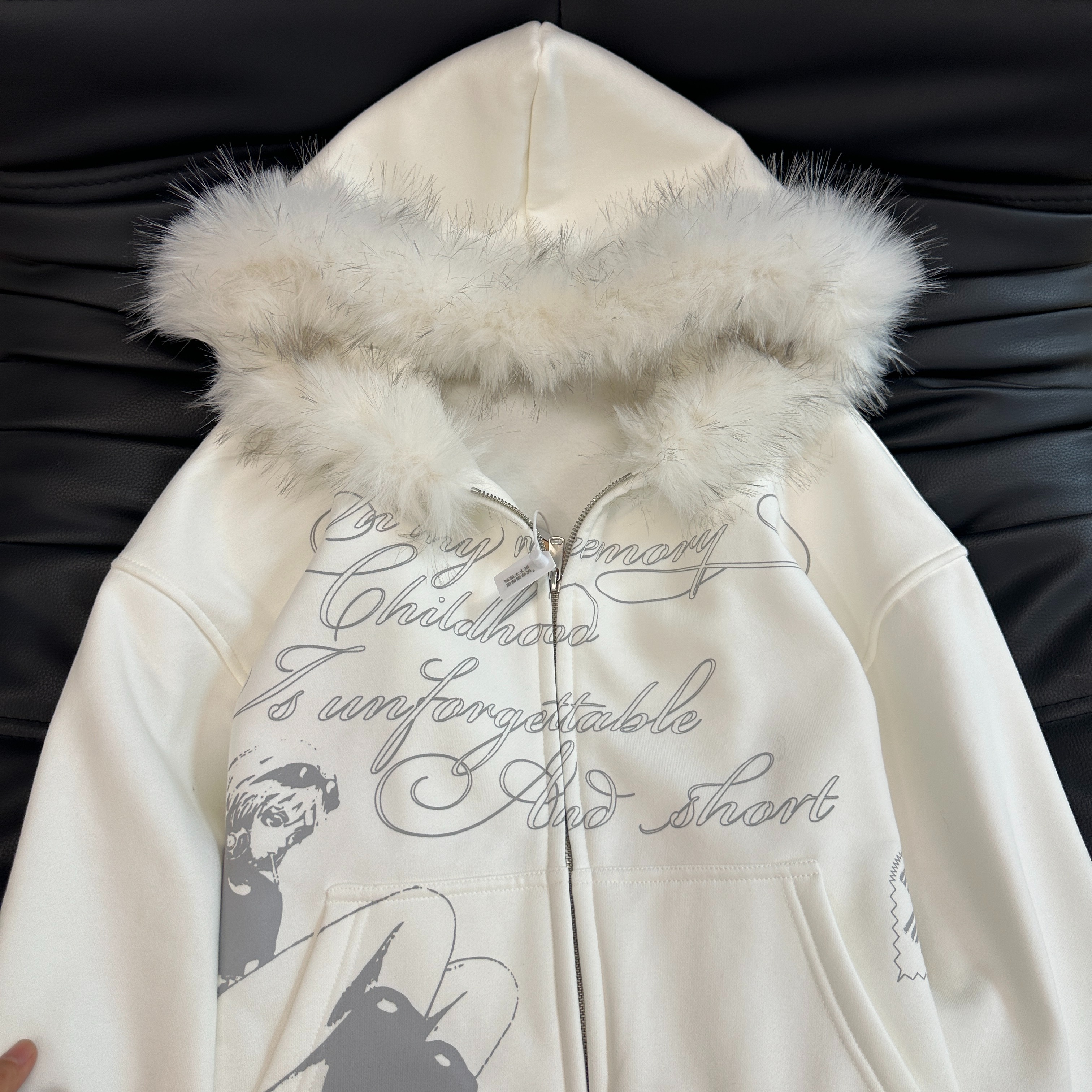 y2k轻亚文化毛领卫衣外套女