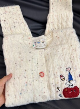 韩系彩色刺绣软糯毛衣开衫女秋冬季新款宽松显瘦针织外套上衣女