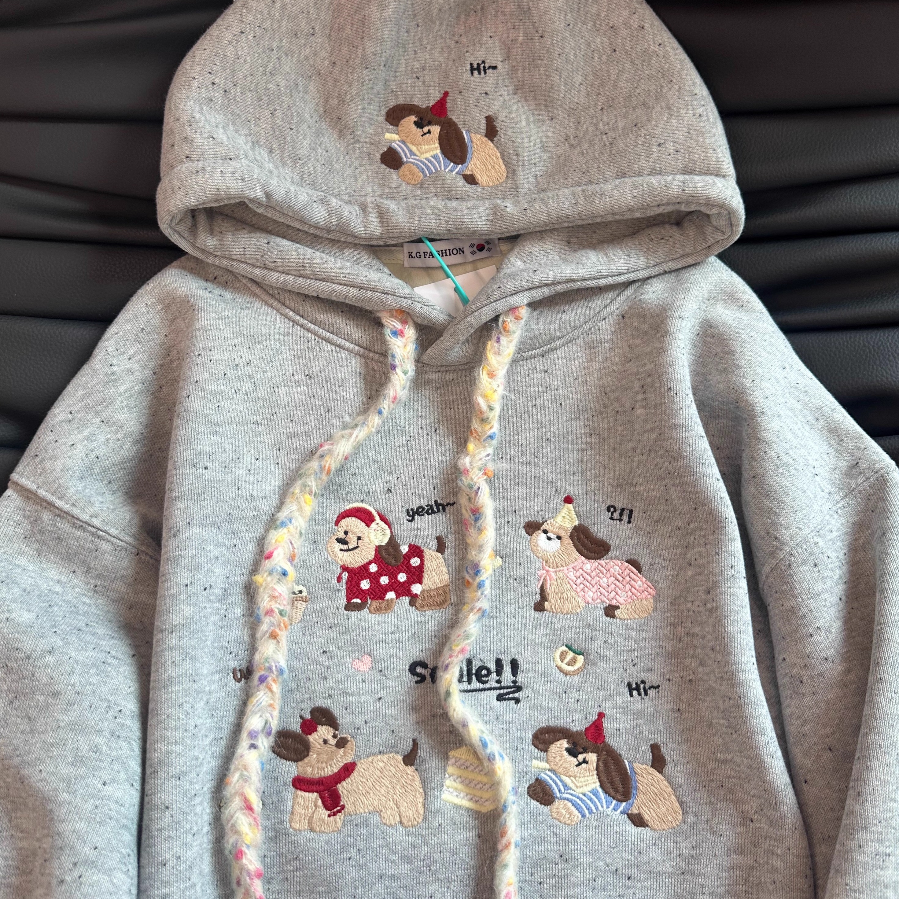 灰色刺绣加绒加厚连帽卫衣女2025冬季新款爆款小个子帽衫外套上衣