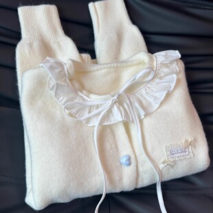 KFCAG温柔甜美蝴蝶结系带毛衣女春季宽松显瘦针织开衫减龄上衣