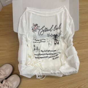 斜肩长袖 KFCAG 微透莱赛尔防晒罩衫 天丝薄款 辣妹上衣 祝福天使