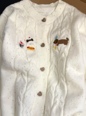 开春新款软糯可爱甜美韩系针织开衫毛衣外套女宽松慵懒学院风上衣