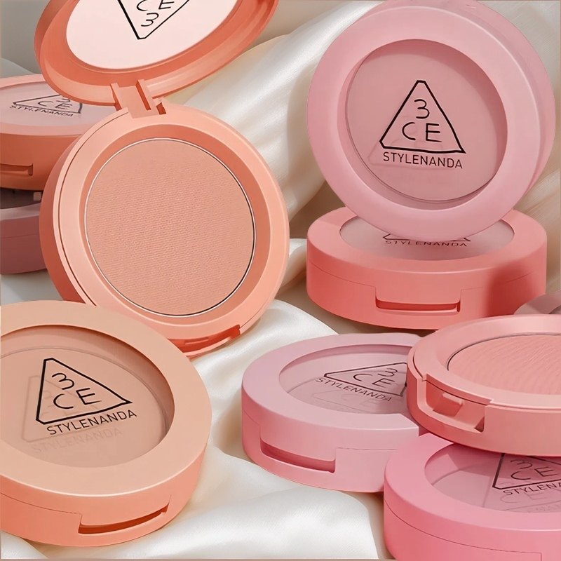 韩国单色腮红蜜桃橘裸粉膨胀色