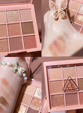 韩国3CE9色/12色眼影盘珠光哑光深邃持久易上色奶茶盘#overtake