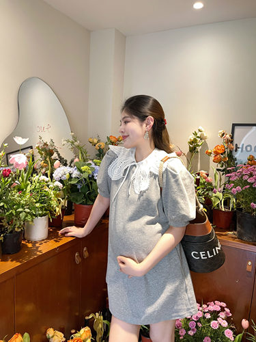 法式花领子外出中长款T恤